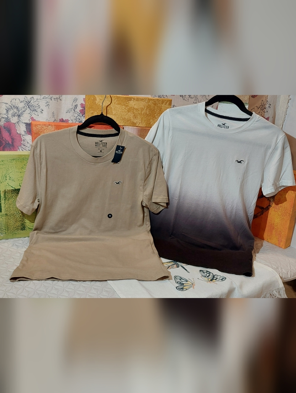 Hollister White-to-Black Ombre Crew T-Shirt - Picture 5 of 5